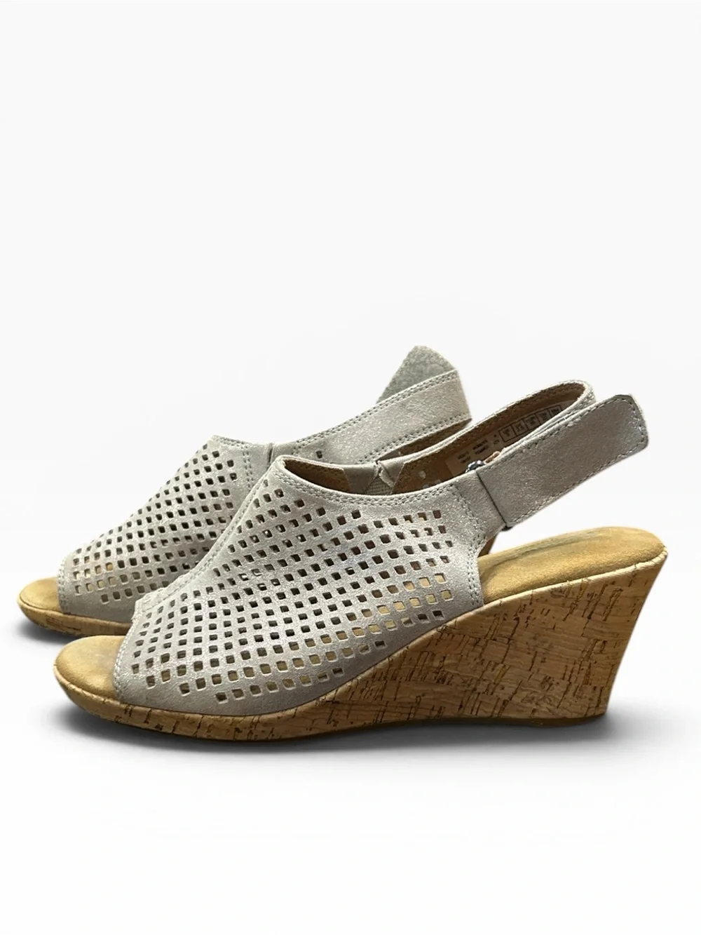 Rockport Briah Perf Sling Wedge Sandal in Taupe Leather Women’s Size 5